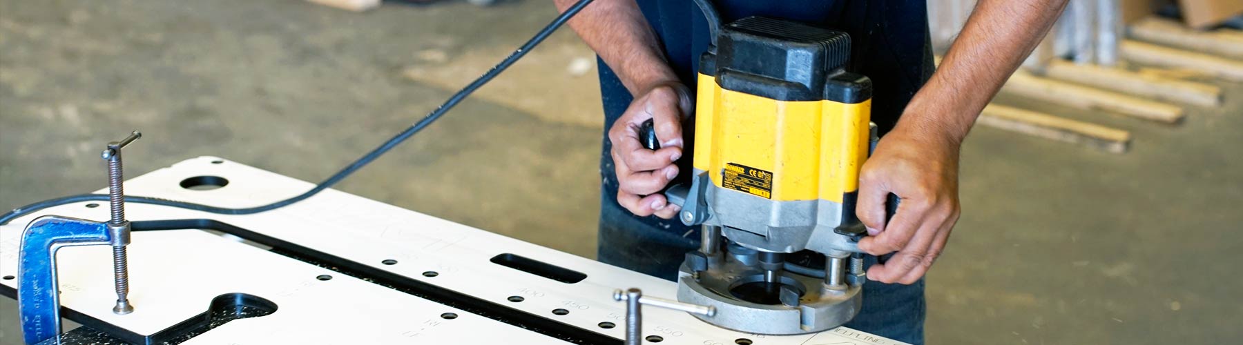 Worktop cutting taking place at our manufacturing plant, Liverpool.